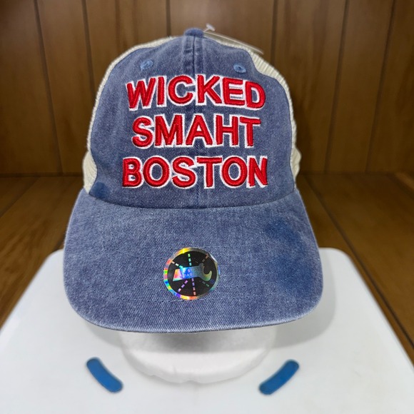 Bay State Apparel Other - Bay State Apparel Wicked Smaht Boston Trucker Hat Blue Cream Snapback Cap
